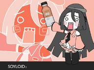 animated animation arm bad_animation bangs beanie black_hair clothes collared copyright detached_sleeves edit ext=gif ezgif female glasses_removed hat hatsune_miku headphones holding_drink holding_object holding_soylent japanese_text kei_garou leekspin looking_at_you music music_video necktie number open_mouth pose skirt smile soy soyjak soylent soylent_bottle soyloid standing thigh_highs variant:soytan vocaloid // 640x480 // 335.7KB