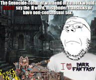 background board_game chain chainaxe chaos_space_marines chaos_warrior crying dark_fantasy grimdark i_heart i_love kharn_the_betrayer night pistol safe_edgy shield sword text tg_(4chan) variant:gapejak warhammer // 836x693 // 162.8KB