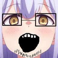 anime gabriel_dropout glasses open_mouth purple_hair raphiel_shiraha_ainsworth stubble variant:soyak yellow_eyes // 900x900 // 219.4KB