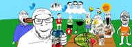 arm bbq bee bratwurst bug can chudjak_brothers closed_mouth clothes drawn_background flag:nazi_germany flower food fruit full_body glasses great_reset grill hamburger happy heart holding_object holding_sproke leaf leg merge multiple_soyjaks nosebleed pineapple plant salt smile smug soyjak soyjak_trio sproke stretched_mouth stubble subvariant:chudjak_front subvariant:feralrage subvariant:impish_bee subvariant:wholesome_soyjak summer sun swastika tshirt twitter variant:chudjak variant:cobson variant:feraljak variant:gapejak variant:markiplier_soyjak variant:markiplier_soyjak2 variant:sidjak variant:soyak variant:tony_soprano_soyjak watermelon wing // 905x325 // 107.5KB