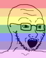 flag glasses lgbt open_mouth soyjak stubble variant:soyak // 483x600 // 47.3KB