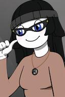 ai_generated blue_eyes clothes eyes_like_the_o-o-cean glasses hair necklace smile variant:soytan // 512x768 // 370.9KB