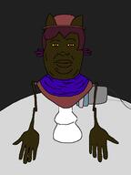 brown_skin cable cat_ear chubby clothes fat hat jimbo_(namefag) jimbo_(user) khaby_lame mechanism meta:namefags motor niko_(oneshot) oneshot pedestal red_eyes scarf stubble variant:alicia vivo_endive whisker yellow_sclera // 900x1200 // 24.8KB