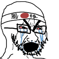 bloodshot_eyes country crying glasses hachimaki headband japan open_mouth soyjak stubble thick_eyebrows variant:cryboy_soyjak // 680x642 // 250.6KB