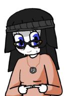 avengers beanie blue_eyes blush closed_mouth cute eyelashes female glasses hair hand looking_to_the_right nervous redraw shy smile soyjak sweating tranny_artstyle variant:soytan // 623x903 // 42.3KB