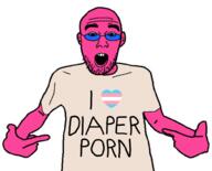 abdl blue_glasses doll_(user) glasses i_love open_mouth pink_skin pointing soyjak stubble teeth transheart variant:shirtjak white_background // 988x800 // 197.6KB