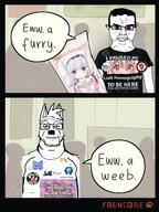 2soyjaks acne animal_ears animal_nose anime anti_furry bloodshot_eyes body_pillow clothes dakimakura discord e621 eyebags fat flag:anti_furry frencore furaffinity furfag furry glasses hashtag iron_cross kanna_kamui kobayashi_san_chi_no_maidragon loli nipple paw pedophile soyjak speech_bubble stubble subvariant:chudjak_front text totenkopf variant:chudjak variant:markiplier_soyjak vein weeb yiff // 1200x1600 // 515.6KB