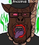 ascence_(user) bloodshot_eyes clothes hanging hat meta:namefags namefags red_lips shitskin teeth tongue variant:markiplier_soyjak // 800x927 // 117.8KB