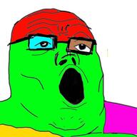 glasses open_mouth stubble trend:colorjak variant:tony_soprano_soyjak // 500x500 // 42.1KB