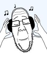 closed_eyes closed_mouth glasses hand headphones music musical_note stubble variant:ppp // 1000x1233 // 68.8KB