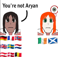 azumanga_daioh brown_eyes brown_hair brown_skin flag flag:germany flag:norway flag:sweden green_eyes ireland light_skin meta:barely_a_soyjak op_is_trans_btw orange_hair scotland subvariant:neutralplier variant:markiplier_soyjak // 1690x1652 // 749.8KB