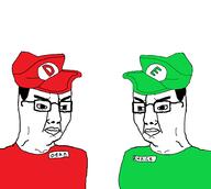 2soyjaks angry cap clothes dean eunice glasses hair hat mario nintendo soyjak variant:chudjak video_game // 1835x1643 // 67.3KB