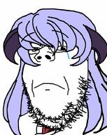 anime closed_mouth crying frown glasses hanyuu higurashi horn purple_hair sad soyjak stubble variant:gapejak video_game // 730x914 // 124.4KB