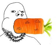 carrot eating food glasses no_eyebrows open_mouth series:fruiterz! soyjak stubble variant:gapejak vegetable vein // 1056x836 // 66.5KB