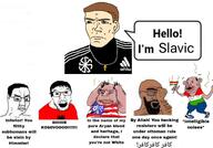 3soyjaks albania amerimutt arabic_text arm beard boot brown_skin chad clothes crying flag:albania flag:hungary flag:united_states full_body glasses hair hairy hand hat hungary islam leg nazism open_mouth slavic smell soyjak stubble teeth text track_suit variant:chudjak variant:feraljak variant:soyak // 1280x894 // 137.3KB