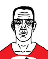 clothes eyebrows glasses merge nazism open_mouth soyjak subvariant:chudjak_front thousand_yard_stare variant:chudjak variant:yardjak wrinkles // 630x770 // 15.5KB