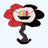 birdie flower flowey hair heterochromia multicolored_hair nose_piercing petals plant red_eyes red_hair stem stubble undertale variant:floweyjak white_skin yellow_eyes // 1000x1000 // 15.5KB