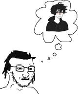 clothes glasses hair soyjak stubble thought_bubble twink twinkjak variant:soyak // 1400x1619 // 141.7KB