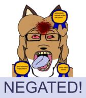 ack averi award awards blood blood_from_forehead blood_on_face blood_splatter bullet_hole furfag furry glasses gunshot_wound headshot injury negated open_mouth red_eyes tranny troon // 1094x1246 // 868.3KB