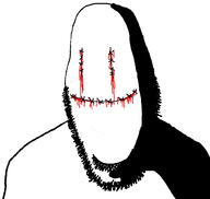 blood creepy distorted evil no_eyebrows no_eyes no_nose shadow smile soyjak stubble subvariant:hornyson variant:cobson // 1000x950 // 172.9KB