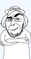 clothes cobsontalks crossed_arms glasses hat raised_eyebrow rantsona smile soyjak stubble subvariant:cobsontalks transparent variant:cobson // 475x900 // 17.5KB