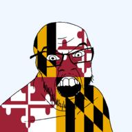 angry flag flag:maryland glasses hair looking_at_you maryland mustache open_mouth soyjak state stubble teeth transparent_background united_states variant:feraljak // 1500x1500 // 82.2KB