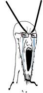 angry bloodshot_eyes crying glasses meta:tagme open_mouth soyjak stretched_mouth stubble variant:soyak // 242x520 // 37.5KB