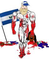 baseball_cap beard blond blood blue_eyes brown_skin buff clothes country el_salvador flag hat mexico murder nordic_chad variant:alicia variant:chudjak variant:cobson // 1476x1792 // 1.8MB
