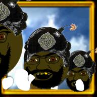 3soyjaks arabic_text beard bob_omb bomb brown_eyes glasses hair mario_64 open_mouth painting soyjak subvariant:tetojak super_mario_64 teeth text unibrow variant:feraljak yellow_teeth // 1000x1000 // 863.6KB