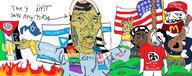 ack art banjo beard bloodshot_eyes blue_eyes clothes crying drawing eyes_like_the_o-o-cean fire flag:israel flag:transgender_pride_flag flag:united_states george_floyd greater_israel hat hinduism holocaust israel jeans jewish_nose jewish_star jews judaism kike kippah maga mcdonalds mustache noose pointing red_eyes rope saar satanism sonnenrad soyjak suicide swastika trend:aryan united_states variant:chudjak yellow_skin // 1096x436 // 124.4KB