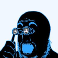 BBGHAST binoculars double_chin open_mouth soyjak stubble transparent_background variant:binocularjak variant:soytan // 700x700 // 58.0KB