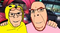 2soyjaks beard brown_eyes closed_mouth clothes friendship ginger glasses hugging irl_background looking_at_you murl nfs nfscarbon nfscarbononline nfsco no_more_brother_wars rx smile soyjak stubble variant:cobson variant:feraljak // 1133x630 // 412.5KB