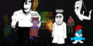 apu bloodshot_eyes clothes cobsontalks holding_sword homer_simpson jimbo_(namefag) lion meta:namefags muscles niko_(oneshot) oneshot papa_smurf scout_(tf2) seething smurf stream subvariant:cobsontalks subvariant:hornyson text variant:chudjak variant:cobson variant:markiplier_soyjak variant:soyak video_game vrchat // 1631x808 // 806.5KB