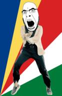 angry animated country dance flag full_body gangnam_style glasses irl open_mouth seychelles soyjak stubble variant:cobson // 300x460 // 497.8KB
