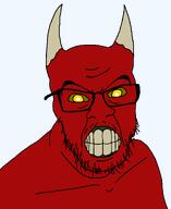 clenched_teeth demon evil grimace horn red_skin rotten_teeth variant:feraljak yellow_eyes yellow_sclera // 1025x1250 // 32.4KB