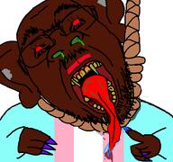 big_ears black_sclera black_skin blood claw drool flag:romania hanging long_nails mucus painted_nails pedophile red_eyes romania rope saliva subvariant:roachmanian suicide tongue tranny variant:bernd // 1200x1125 // 67.9KB