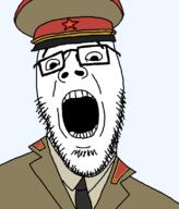 communism glasses looking_at_you open_mouth soviet_army_uniform soviet_union soyjak stubble variant:jazzson variant:unknown // 675x789 // 23.4KB