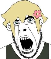 angry basil_(omori) blue_eyes ear flower fower glasses omori open_mouth plant sleeveless_shirt soyjak stubble variant:cobson video_game yellow_hair // 762x869 // 25.7KB