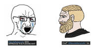 bloodshot_eyes crying glasses lifesucksthenyoudie nordic_chad open_mouth screenshot soybooru soyjak stubble text variant:soyak // 1531x790 // 169.8KB