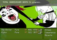 2soyjaks arm baseball baseball_bat baseball_cap blood buff clothes crying ear gore hair hand hat holding_baseball_bat holding_object muscles off_(video_game) omori open_mouth queen_of_spades side_profile soyjak spade sunny_(omori) the_batter_(off) variant:bernd variant:chudjak video_game // 1397x997 // 781.3KB