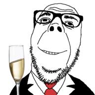 bald champagne closed_mouth glasses looking_up red_tie smile smoking soyjak stubble teeth variant:dubbbzjak white_background // 400x400 // 26.6KB