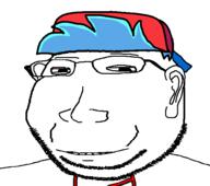 blue_hair boyfriend_(friday_night_funkin') cap closed_mouth clothes ear friday_night_funkin' glasses hat smile soyjak stubble subvariant:massjak subvariant:wholesome_soyjak variant:gapejak video_game // 600x532 // 7.3KB