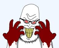 blood bloodshot_eyes clenched_teeth crazed evil grin hand insane murder rotten_teeth shading shadow smile teeth variant:syndromejak white_skin yellow_teeth // 557x446 // 10.4KB