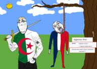 1973 3soyjaks algeria algerian_war bald bloodshot_eyes blue_eyes clock closed_mouth cloud crying emerson_lake_and_palmer flag:algeria flag:france france glasses hanging morocco nazism open_mouth schutzstaffel soyjak soyjakky stubble subvariant:wholesome_soyjak sun swastika sword tongue_out tree variant:bernd variant:cobson variant:gapejak white_skin wikipedia yellow_hair // 4200x3000 // 4.3MB