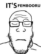 closed_eyes closed_mouth fembooru_(attentionwhore) fembooru_(user) its_over meta:namefags subvariant:neutralplier text variant:markiplier_soyjak // 600x800 // 39.4KB