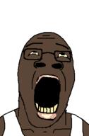 black_skin george_floyd glasses meltdown nigger open_mouth series:saint_floyd stubble teeth variant:wailjak white_skin // 241x366 // 2.6KB