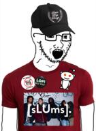 arm badge cap clothes earl_sweatshirt glasses hat irl lofi_hip_hop logo no_symbol open_mouth rap reddit slums_collective soyjak stubble tshirt variant:soyak // 666x906 // 462.9KB