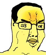 acne angry asian closed_mouth glasses hair small_eyes soyjak variant:chudjak yellow_skin // 645x770 // 83.6KB