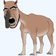 angry animal big_nose ear full_body glasses macrauchenia open_mouth prehistoric series:animaljaks soyjak stubble trunk variant:cobson // 1600x1600 // 307.6KB