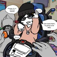 avengers beanie biting_lip closed_eyes cringe crying disabled drawfag glasses grey_skin hand headphones long_hair lottie meta:coal necklace nose skirt soy soylent soylent_(cacao) soylent_bottle speech_bubble stressed sweating teeth text variant:soytan wheelchair white_skin // 2048x2048 // 2.4MB